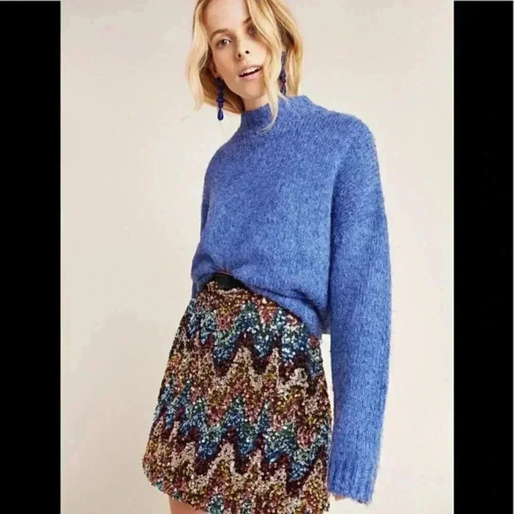 Anthropologie Zig-Zag Sequin Mini Skirt - Picture 3 of 3